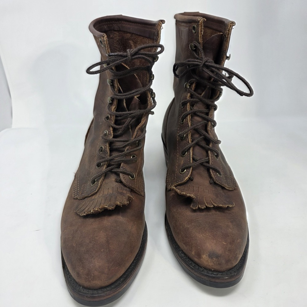Santa Fe Boot Company Packer Logger 10 EE Work Lace Up WIDE Boots Brown Leather - Picture 6 of 16